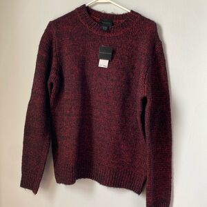 Magaschoni men’s crewneck NWT cotton/wool blend sweater. Red and black, Large